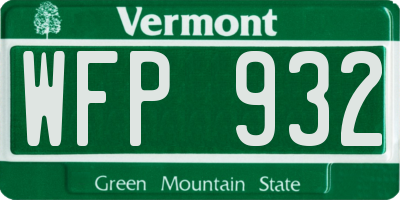 VT license plate WFP932
