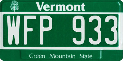 VT license plate WFP933