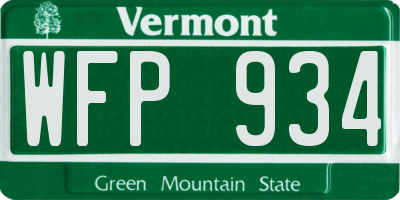 VT license plate WFP934