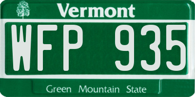 VT license plate WFP935