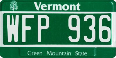 VT license plate WFP936