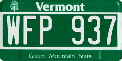 VT license plate WFP937