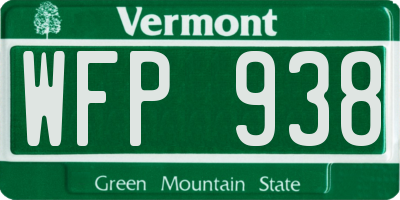 VT license plate WFP938