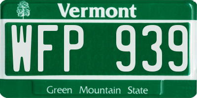 VT license plate WFP939