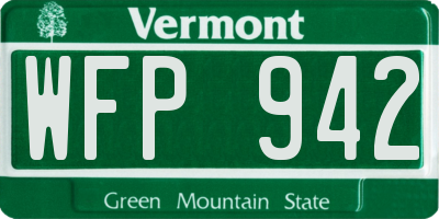 VT license plate WFP942