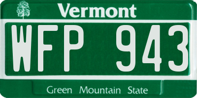 VT license plate WFP943