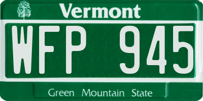 VT license plate WFP945