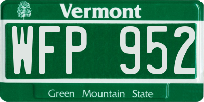 VT license plate WFP952