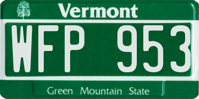 VT license plate WFP953