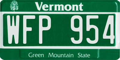 VT license plate WFP954