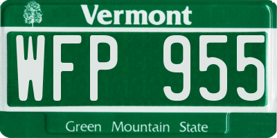 VT license plate WFP955