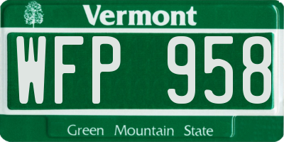 VT license plate WFP958