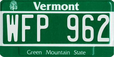 VT license plate WFP962
