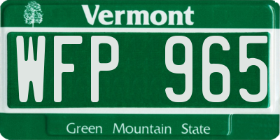 VT license plate WFP965