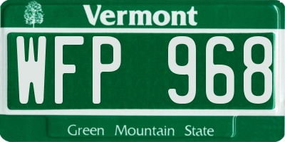 VT license plate WFP968