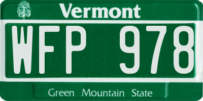 VT license plate WFP978