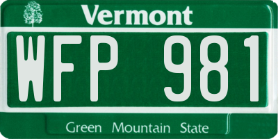 VT license plate WFP981
