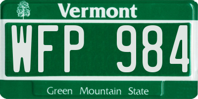 VT license plate WFP984