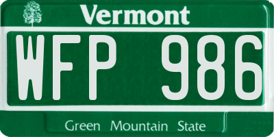VT license plate WFP986