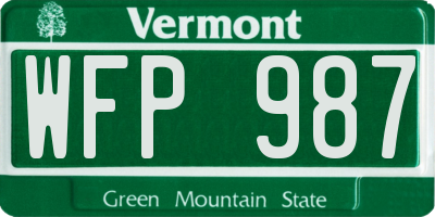 VT license plate WFP987