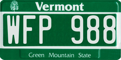 VT license plate WFP988