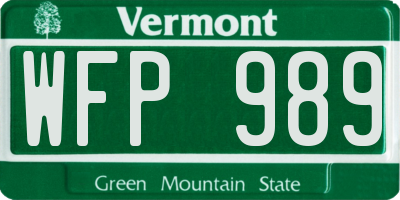 VT license plate WFP989