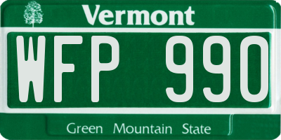 VT license plate WFP990