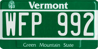 VT license plate WFP992