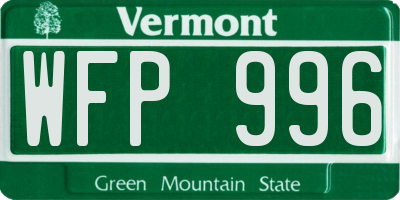 VT license plate WFP996