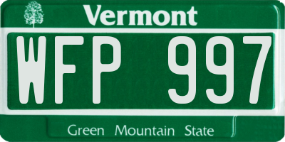 VT license plate WFP997
