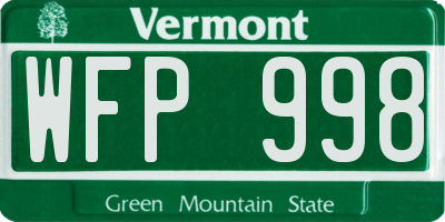 VT license plate WFP998