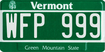 VT license plate WFP999