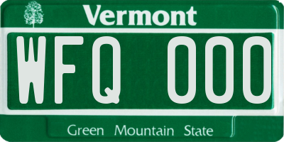 VT license plate WFQ000