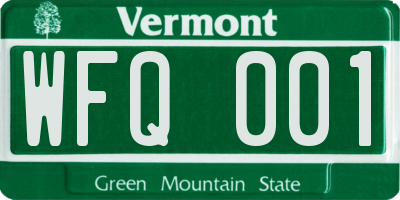VT license plate WFQ001