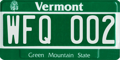 VT license plate WFQ002