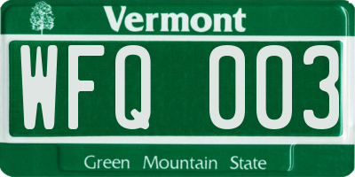 VT license plate WFQ003