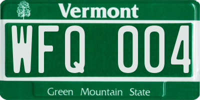 VT license plate WFQ004