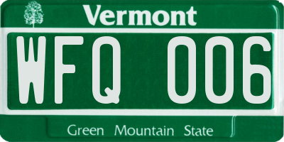 VT license plate WFQ006