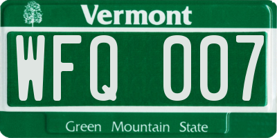 VT license plate WFQ007