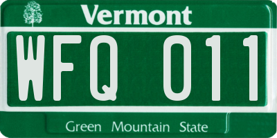 VT license plate WFQ011