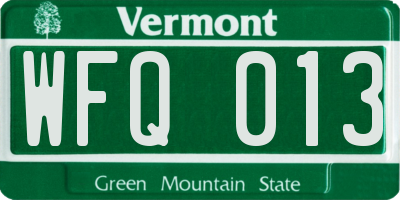 VT license plate WFQ013