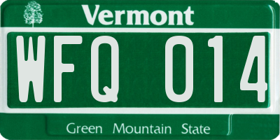 VT license plate WFQ014