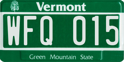 VT license plate WFQ015