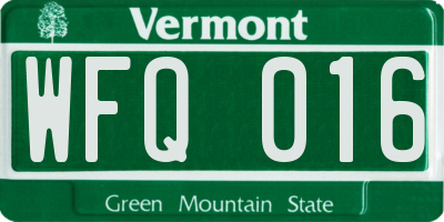 VT license plate WFQ016