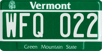 VT license plate WFQ022