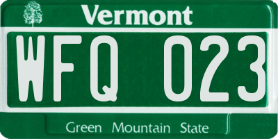 VT license plate WFQ023