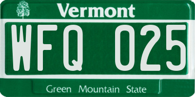 VT license plate WFQ025