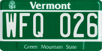 VT license plate WFQ026