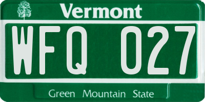 VT license plate WFQ027