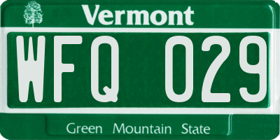 VT license plate WFQ029